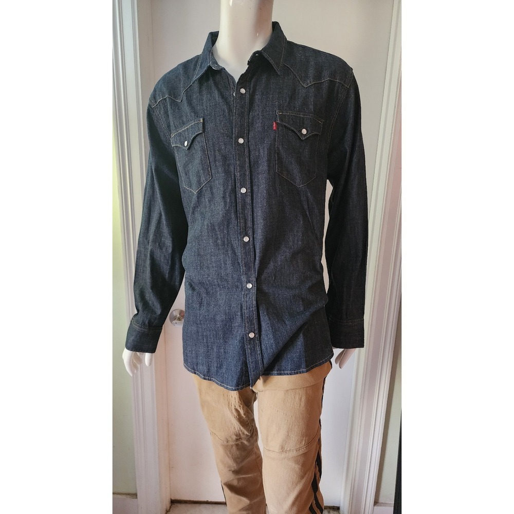 Levis Dark Blue Denim Western Shirt A6 XXL